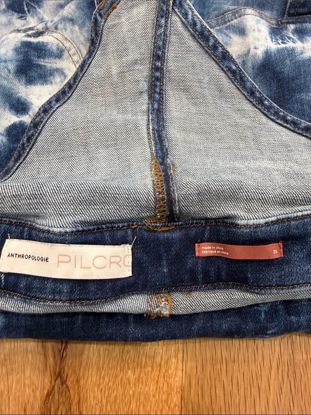 Pilcro Tie-Dye Blue Denim Overalls